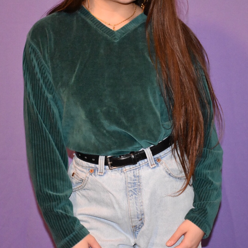 Teal velvet long sleeve